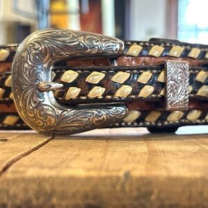 Buckstitch Saddle Leather Ranger Belt by Charles Hughes